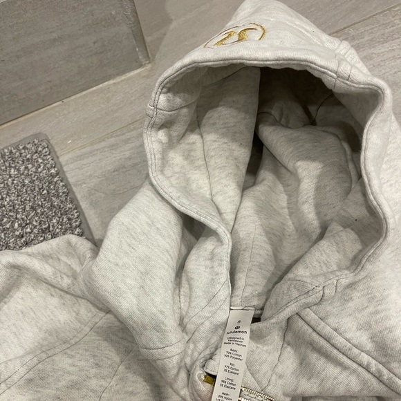 Lulumeon scuba hoodie heathered light cotton fleece gold with rose gold zip - Picture 8 of 13